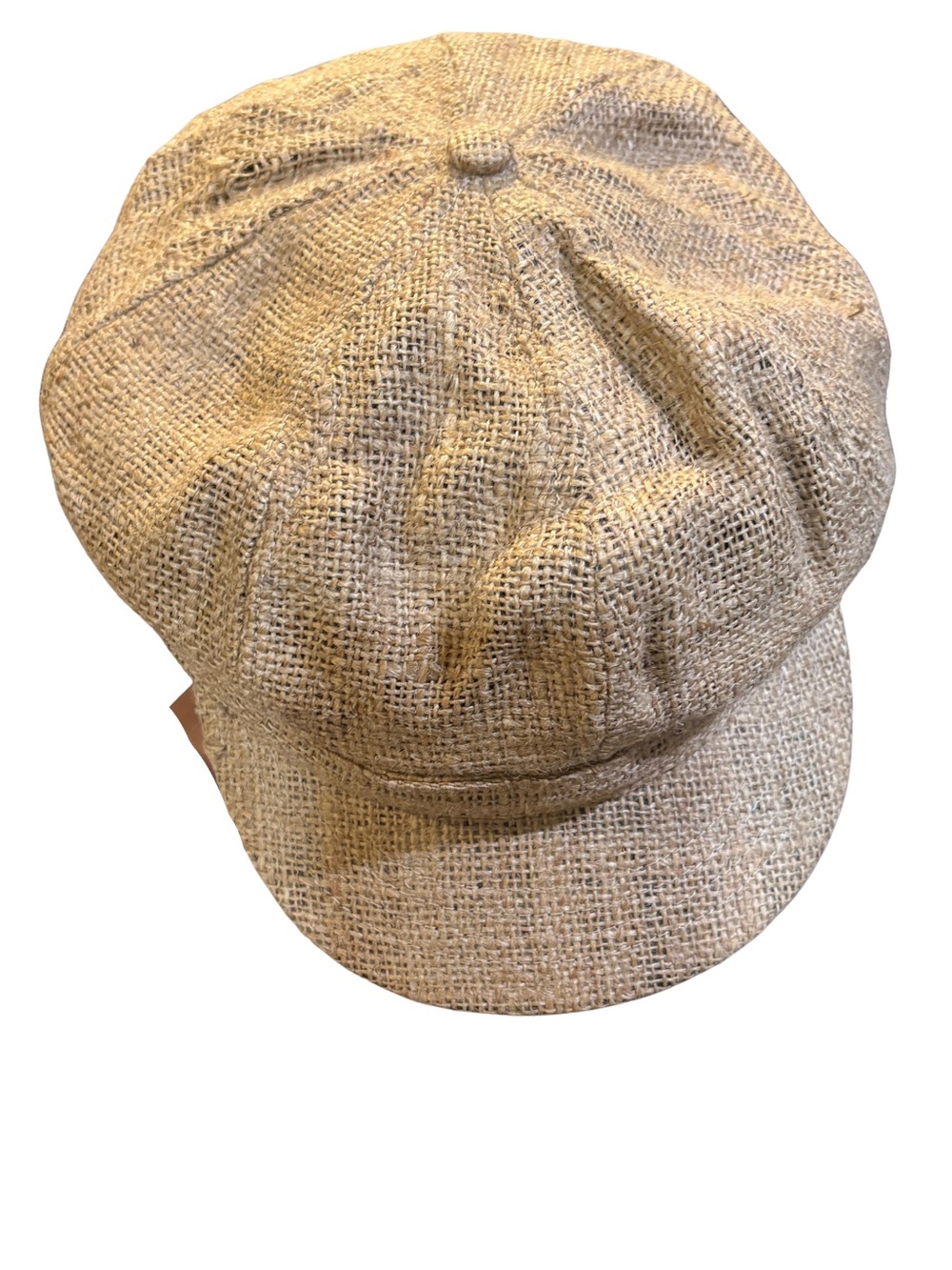 Quiksilver 100% Jute Newsboy Cabbie Hat Tan Woven Cap Size S/M - Picture 1 of 10